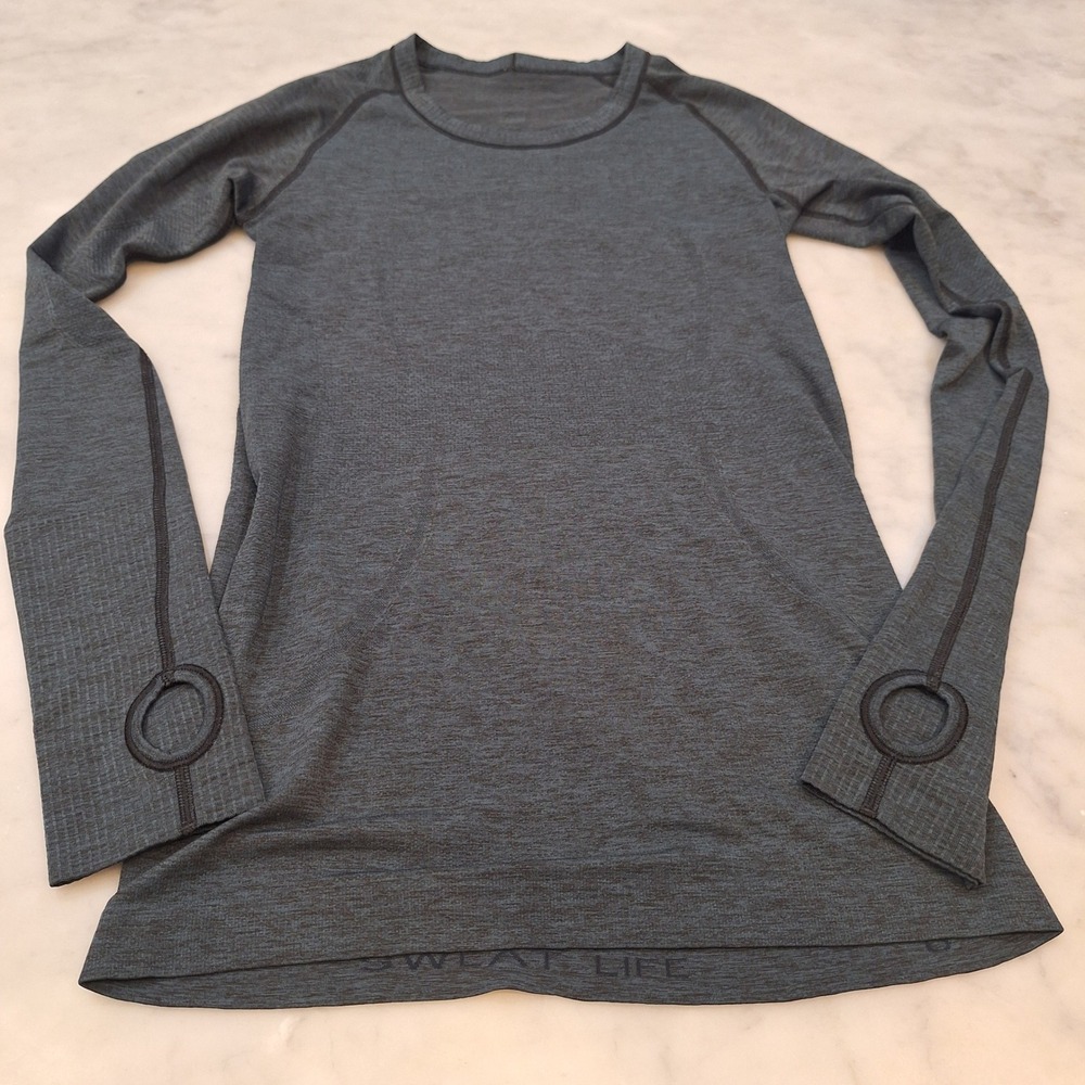 Lululemon Swiftly Tech Longsleeve 2.0 Wom Sz 4 Dark Green Heathered Crewneck Run